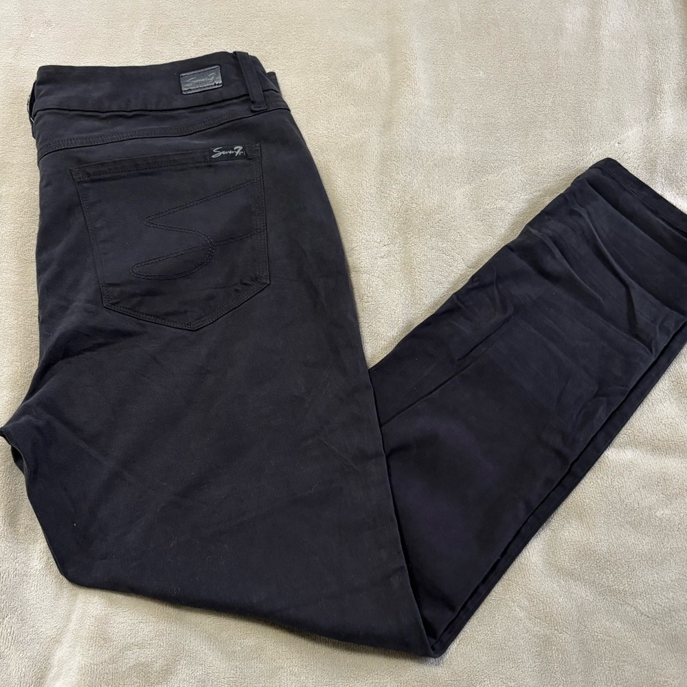 Seven7 Black Tummyless Mid Rise Skinny Jeans